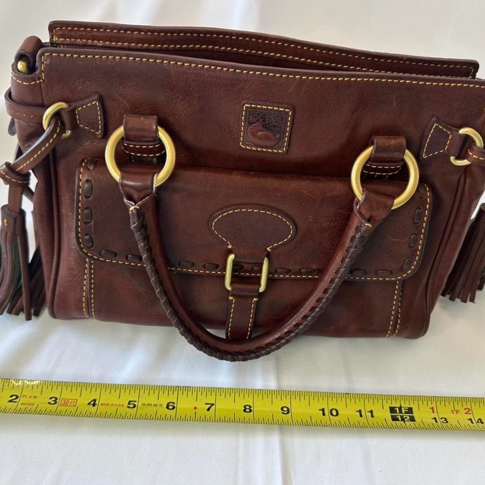 Dooney & Bourke Rich Brown Satchel with Gold Accents